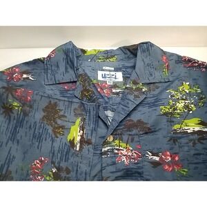 Uzzi Amphibious‎ Gear Sz XL Hawaiian Shirt Blue Short Sleeve Button Up